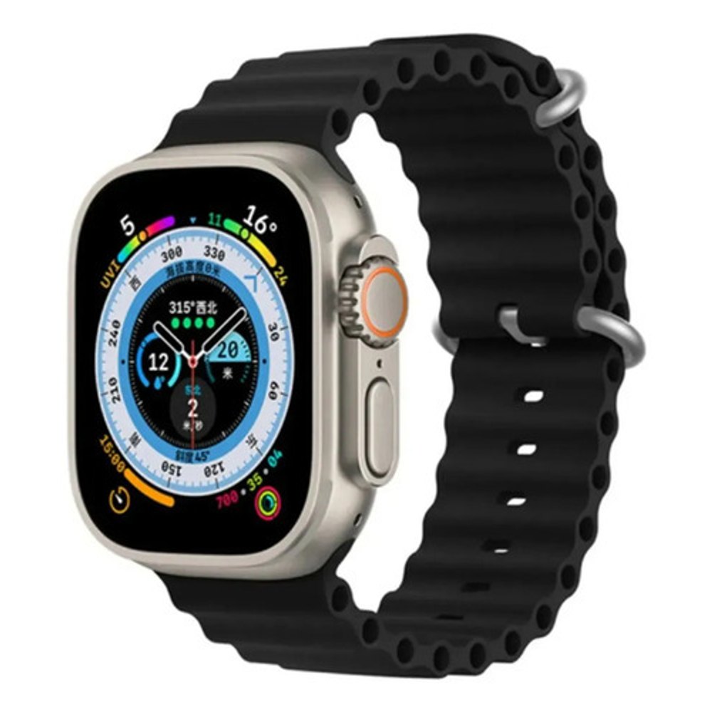 Pulseira Oceano Silicone Para Apple Watch 38-41mm Preta