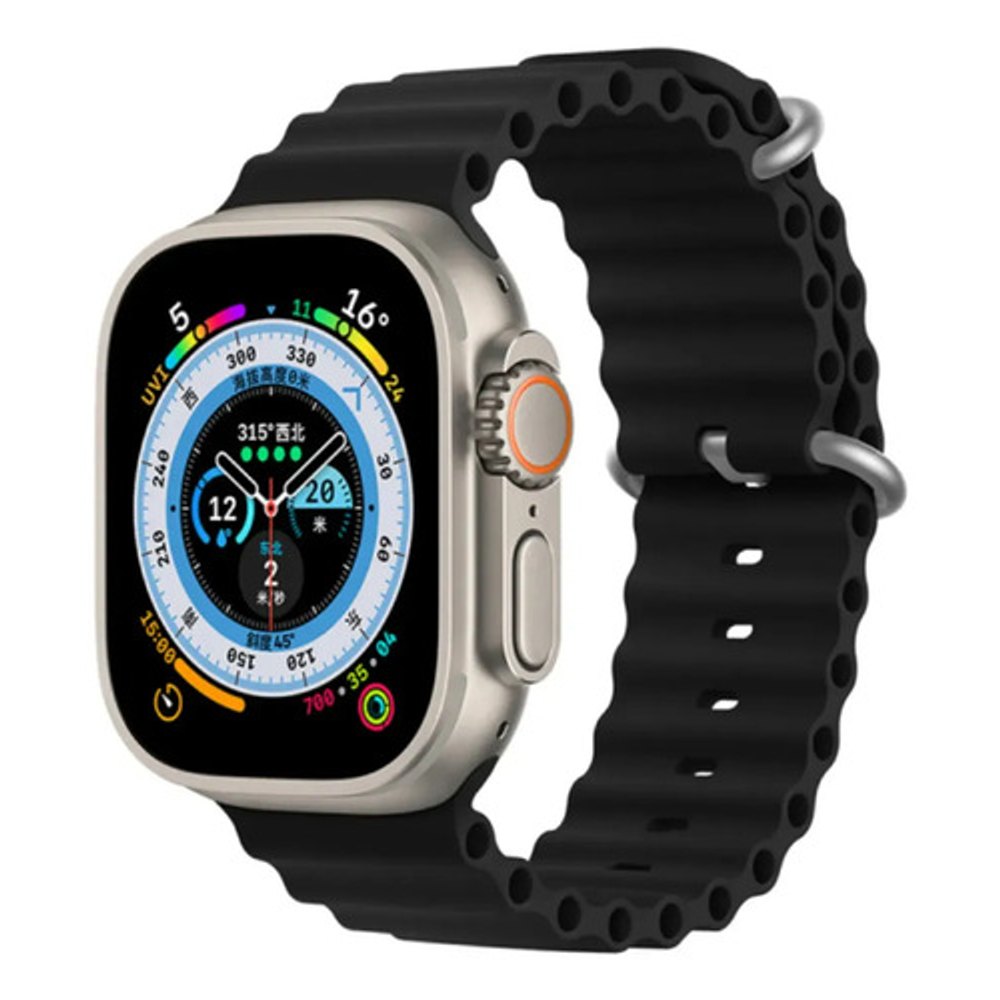 Pulseira Oceano Silicone Para Apple Watch 38-41mm Preta