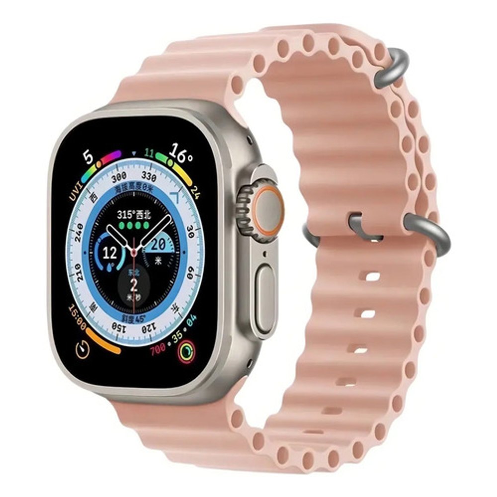 Pulseira Oceano Silicone Para Apple Watch 42-49mm Rosa
