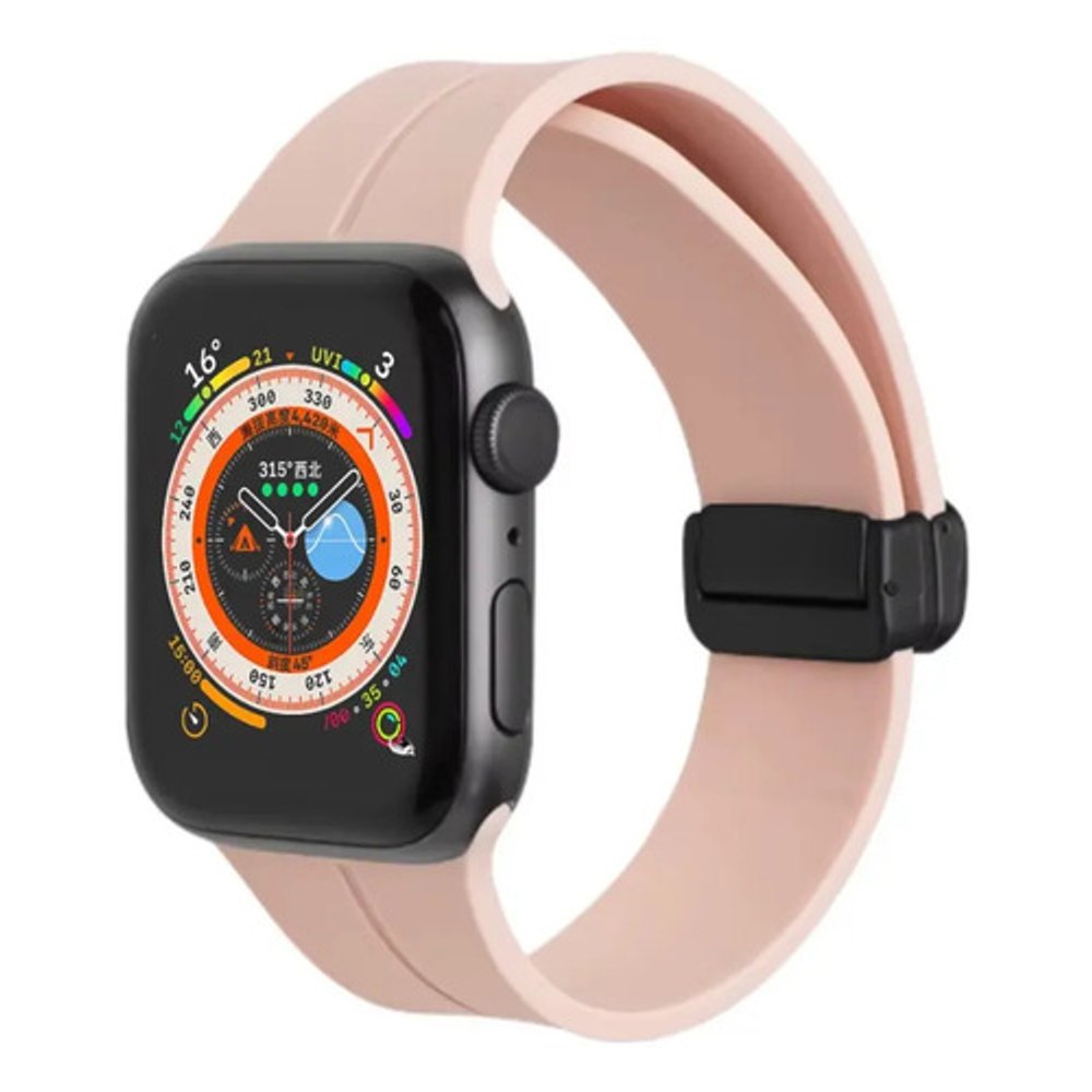 Pulseira Magnética Silicone Para Apple Watch 42-49mm Rosa