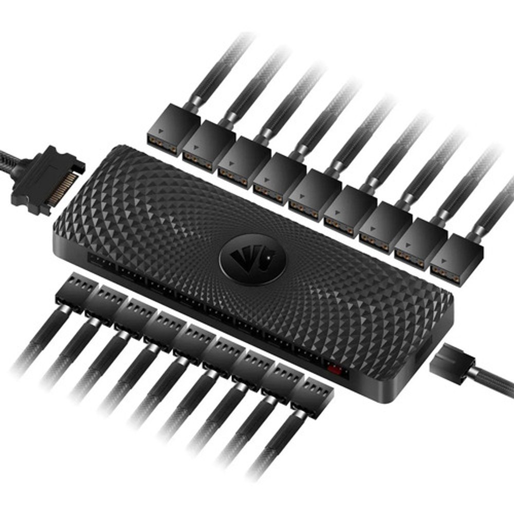 Hub de Ventoinha Asiahorse Venom 9 Portas ARGB 5V e PWM para Gabinete - Preto