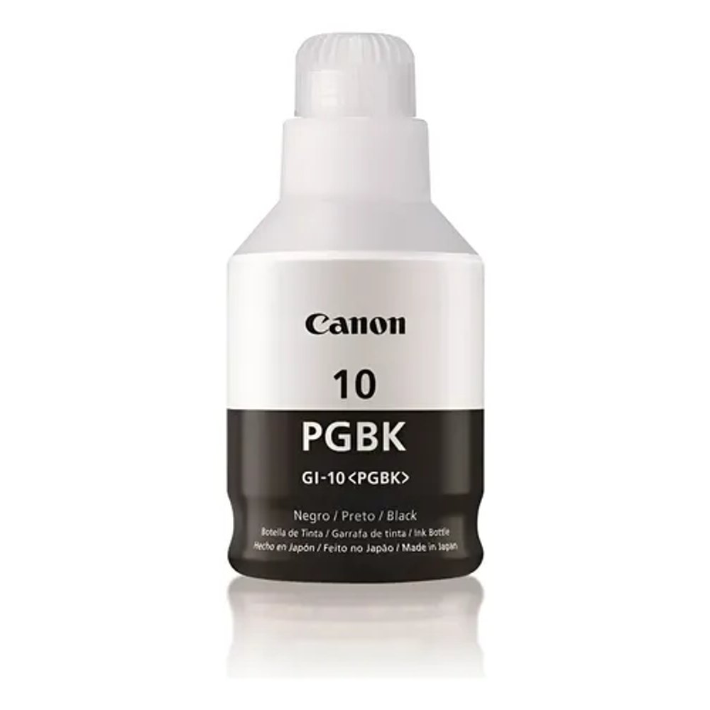 Refil de Tinta Canon GI-10 PGBK Preto Pigmentado 170ml - PIXMA MegaTank G5010, G6010, G7010, GM2010 e GM4010