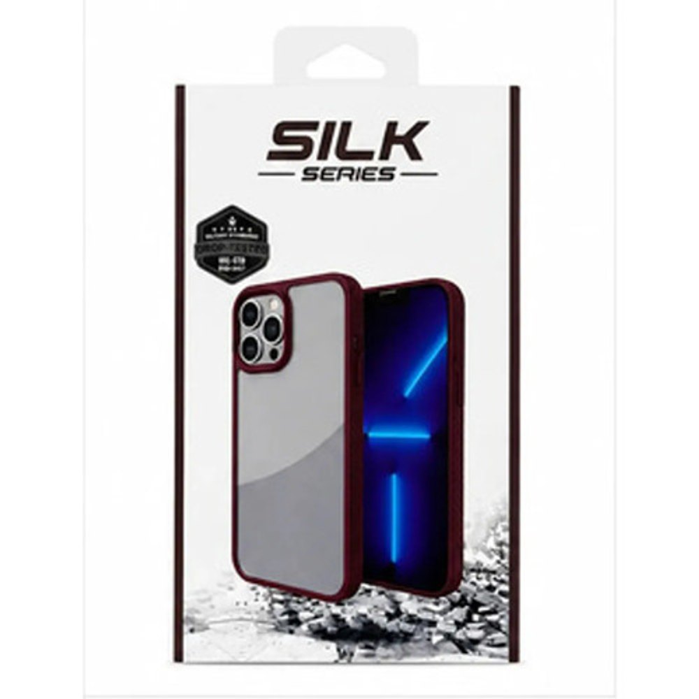 Capa iPhone 12 Pro Max Transparente Borda Vermelho Escuro