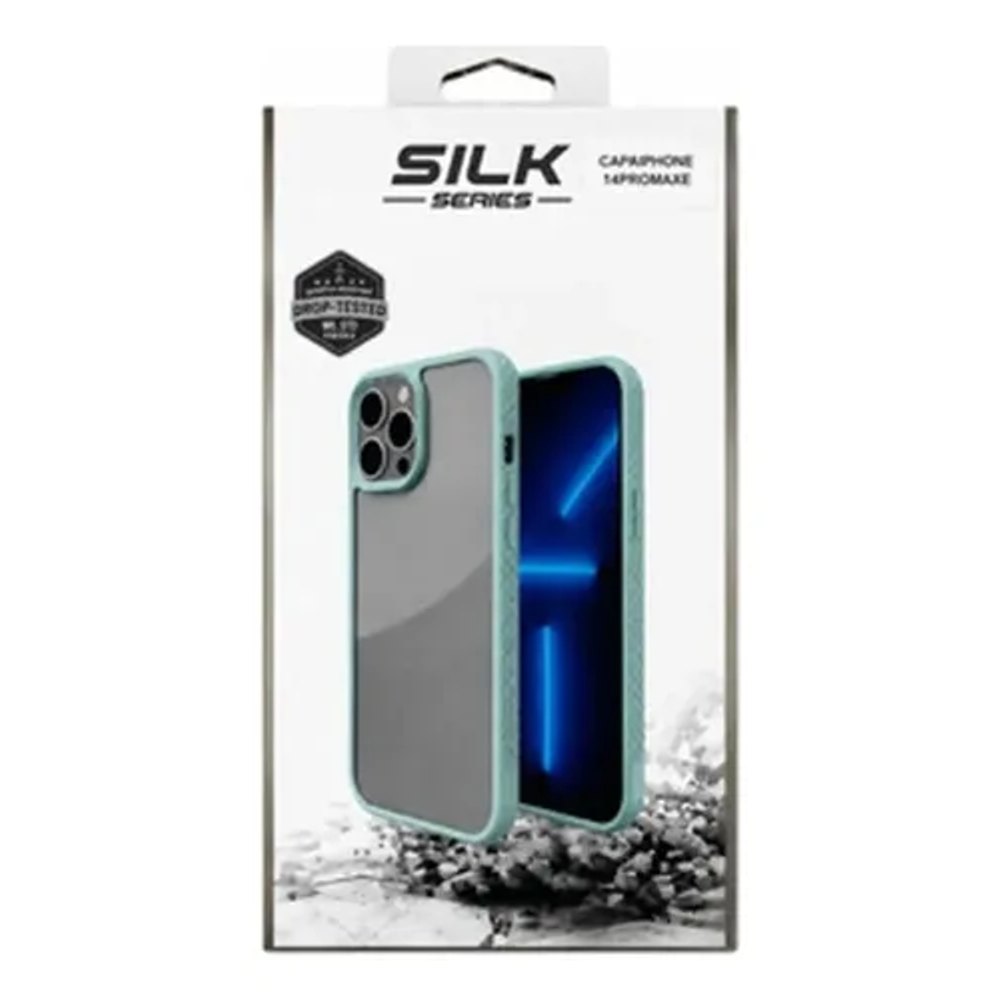 Capa iPhone 14 Pro Max Borda Azul Claro