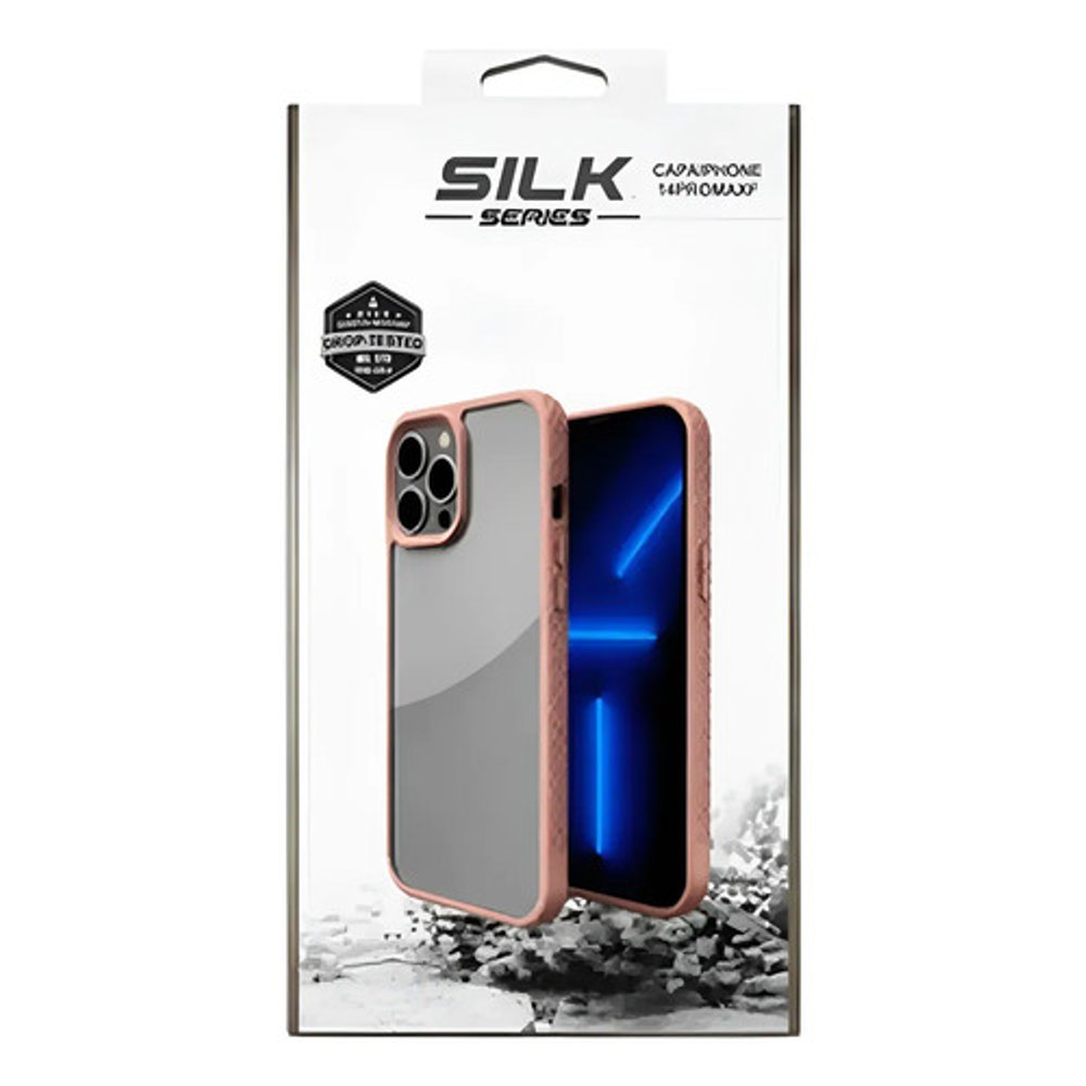 Capa iPhone 14 Pro Max Transparente Borda Rosa