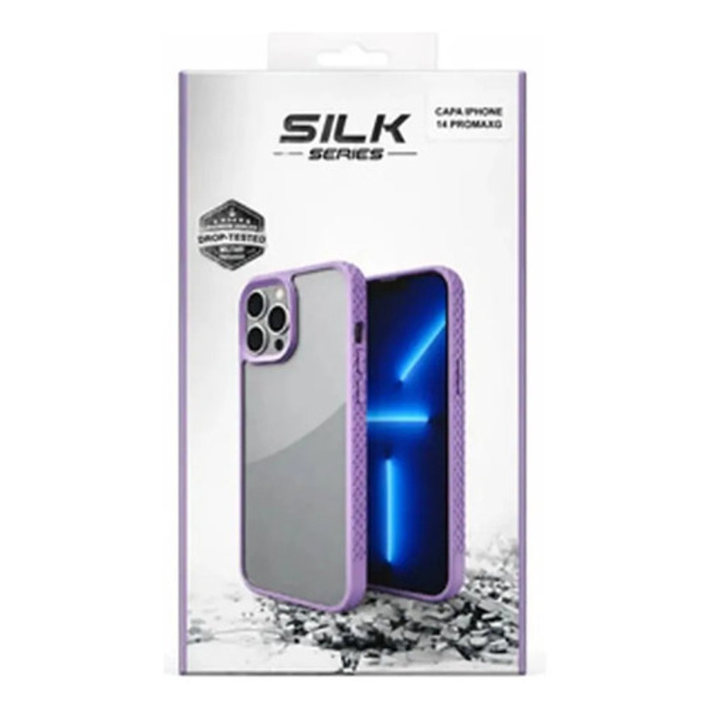 Capa iPhone 14 Pro Max Borda Lilás Transparente