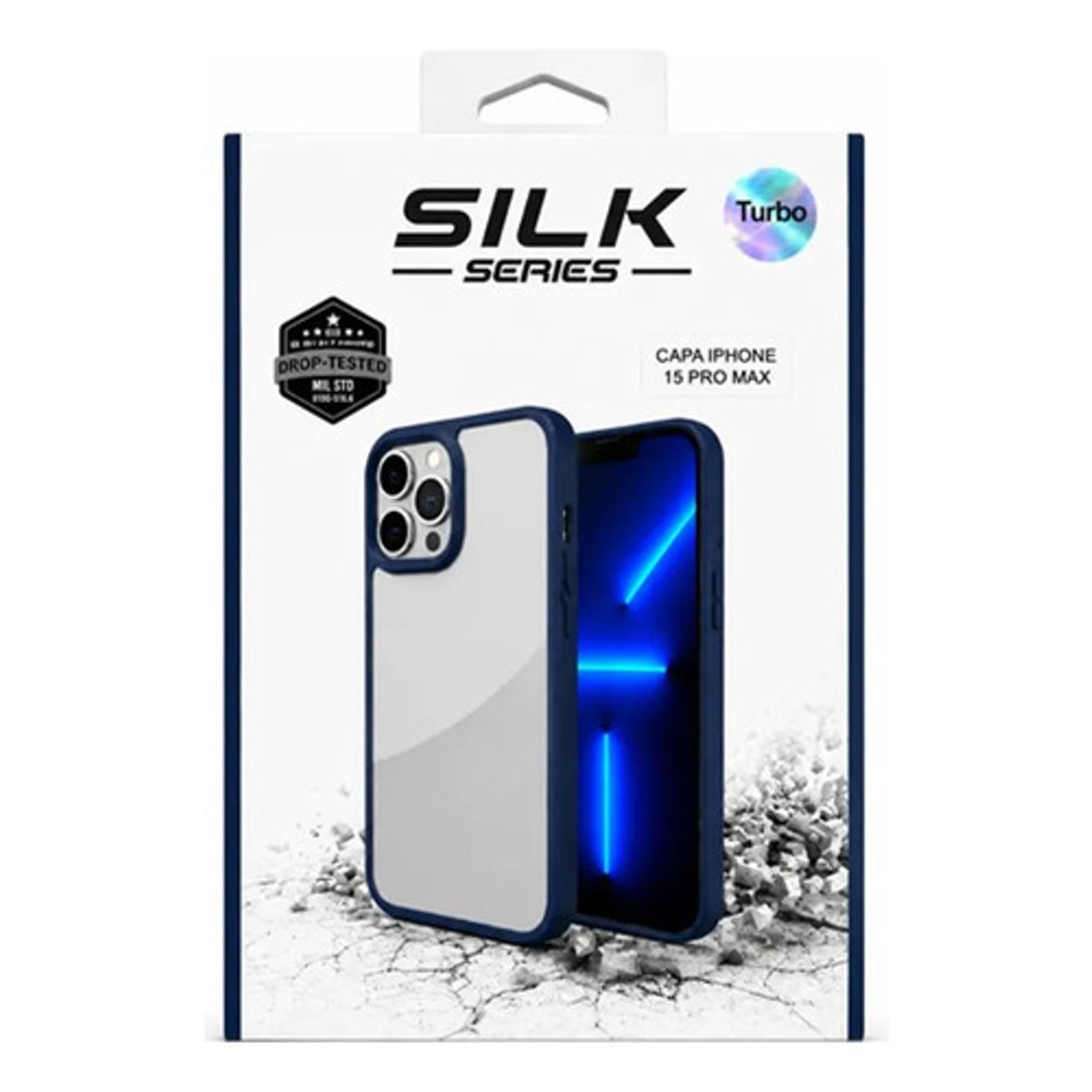 Capa iPhone 15 Pro Max Borda Azul Escuro