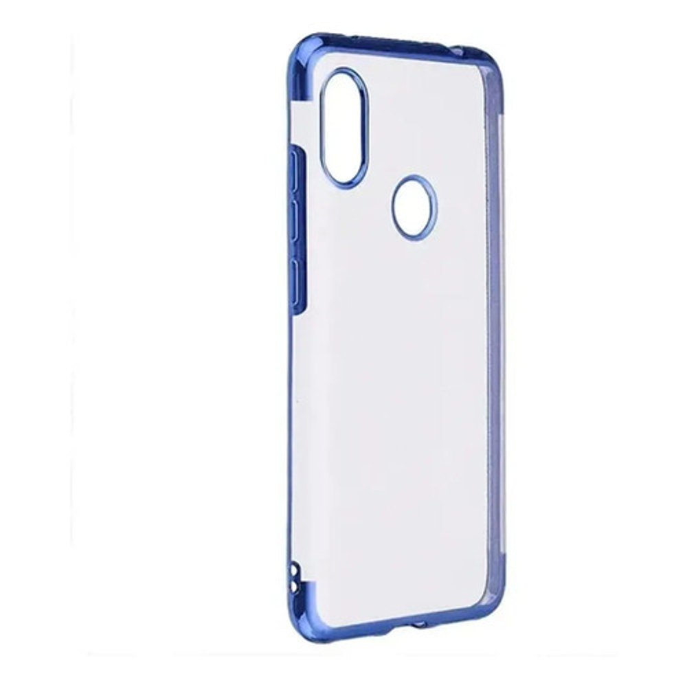 Capa New Skin Redmi Note 7 Pro Transparente Borda Azul