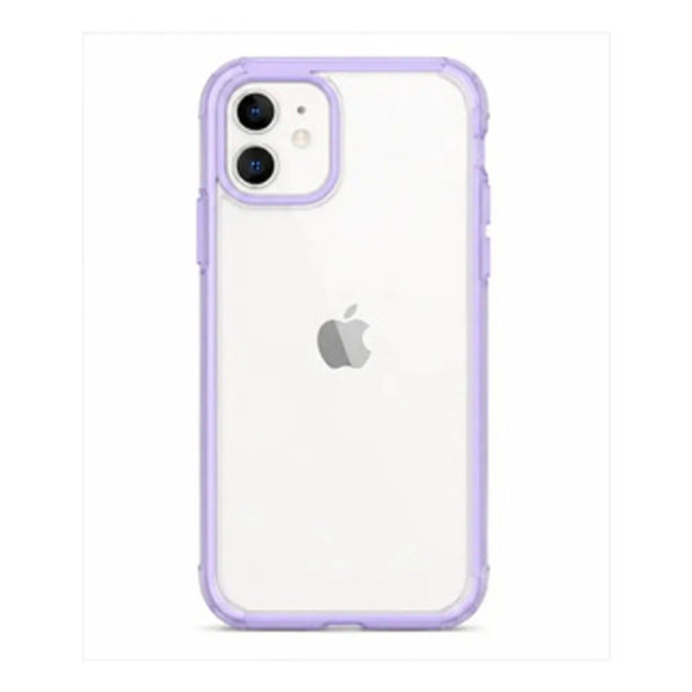 Capa Silicone iPhone 12 Mini Transparente Borda Lilás
