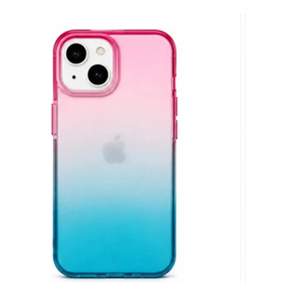 Capa de Silicone para iPhone 13 Pro Degradê Rosa/Azul