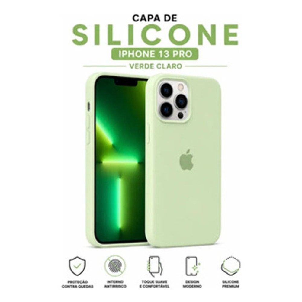 Capa de Silicone para iPhone 13 Pro - Verde Claro