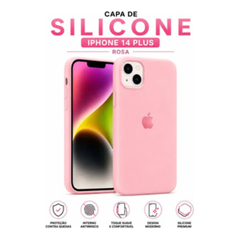 Capa de Silicone para iPhone 14 Plus - Rosa