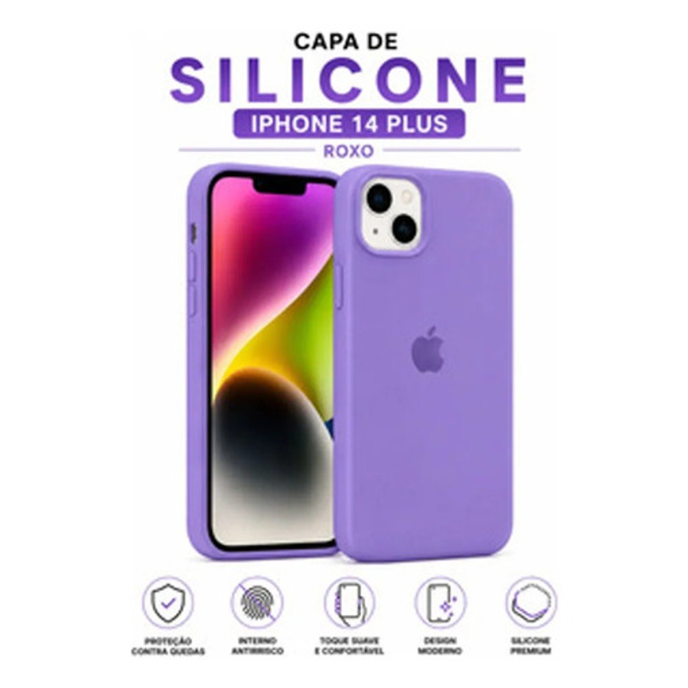 Capa de Silicone para iPhone 14 Plus - Roxo