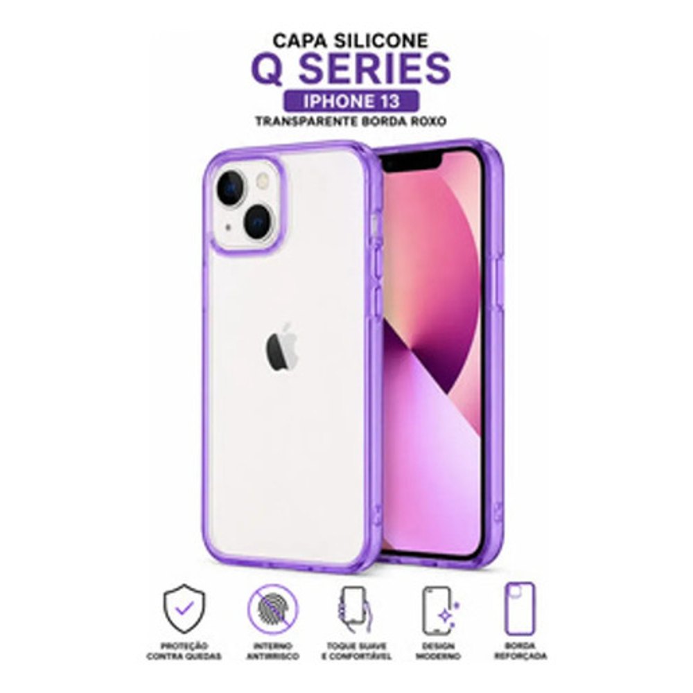 Capa de Silicone Q Series para iPhone 13 - Borda Roxa