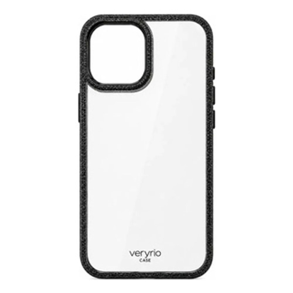 Capa Veryrio Case iPhone 15 Pro Transparente com Borda Preta e Glitter