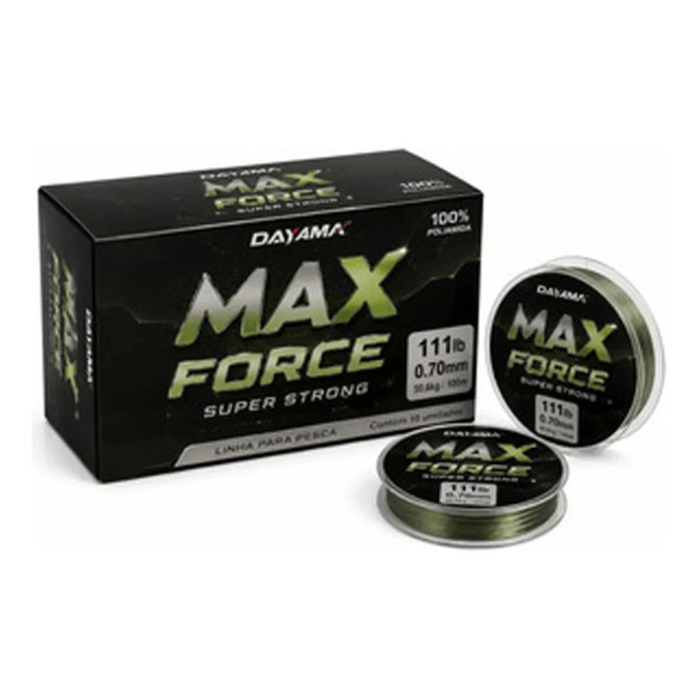 Linha de Pesca Monofilamento Dayama Max Force 0,70mm 111lb - Caixa com 10 Carretéis de 100m