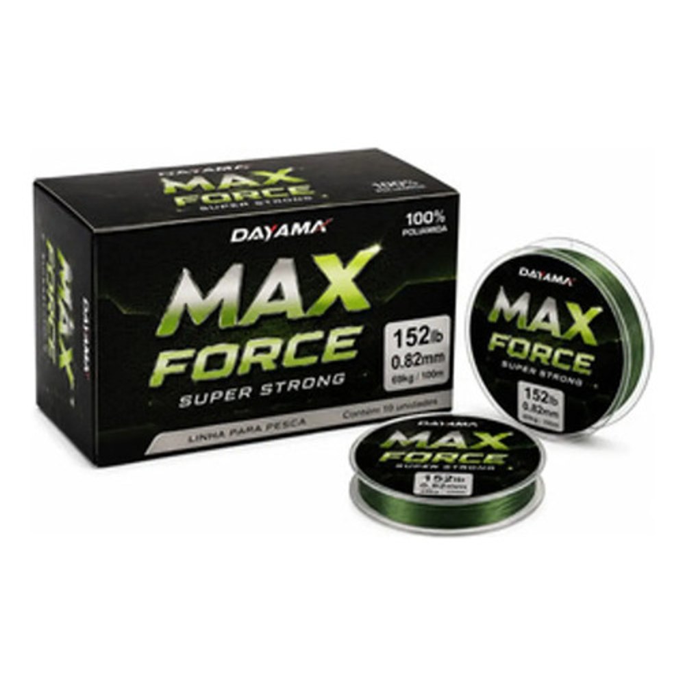Linha de Pesca Monofilamento Dayama Max Force 0,82mm 152lb - Caixa com 10 Carretéis de 100m