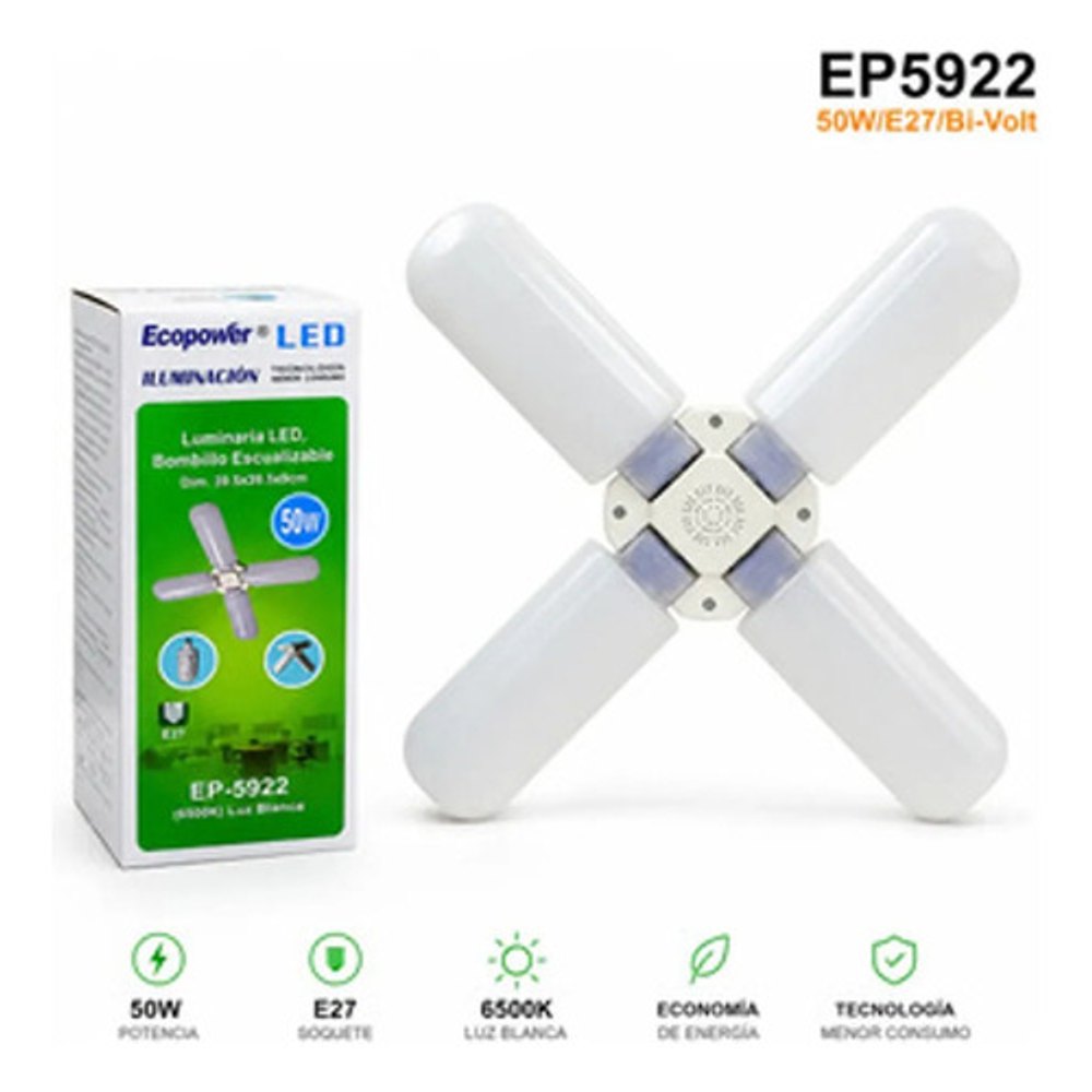 Lâmpada LED E27 50W Ecopower EP-5922 Bivolt Branca