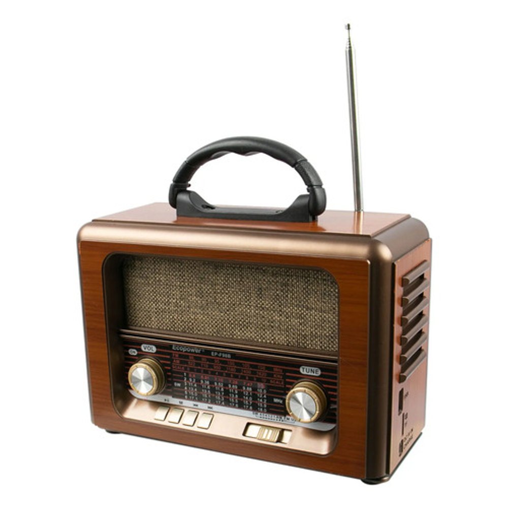 Rádio Vintage Multibanda AM/FM/SW com USB e Bluetooth Preto