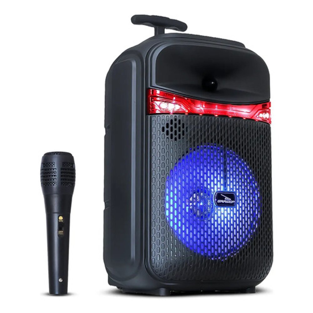 Caixa de Som Bluetooth Grasep D-BH8117 8" 30W Amplificada com Microfone - Preta