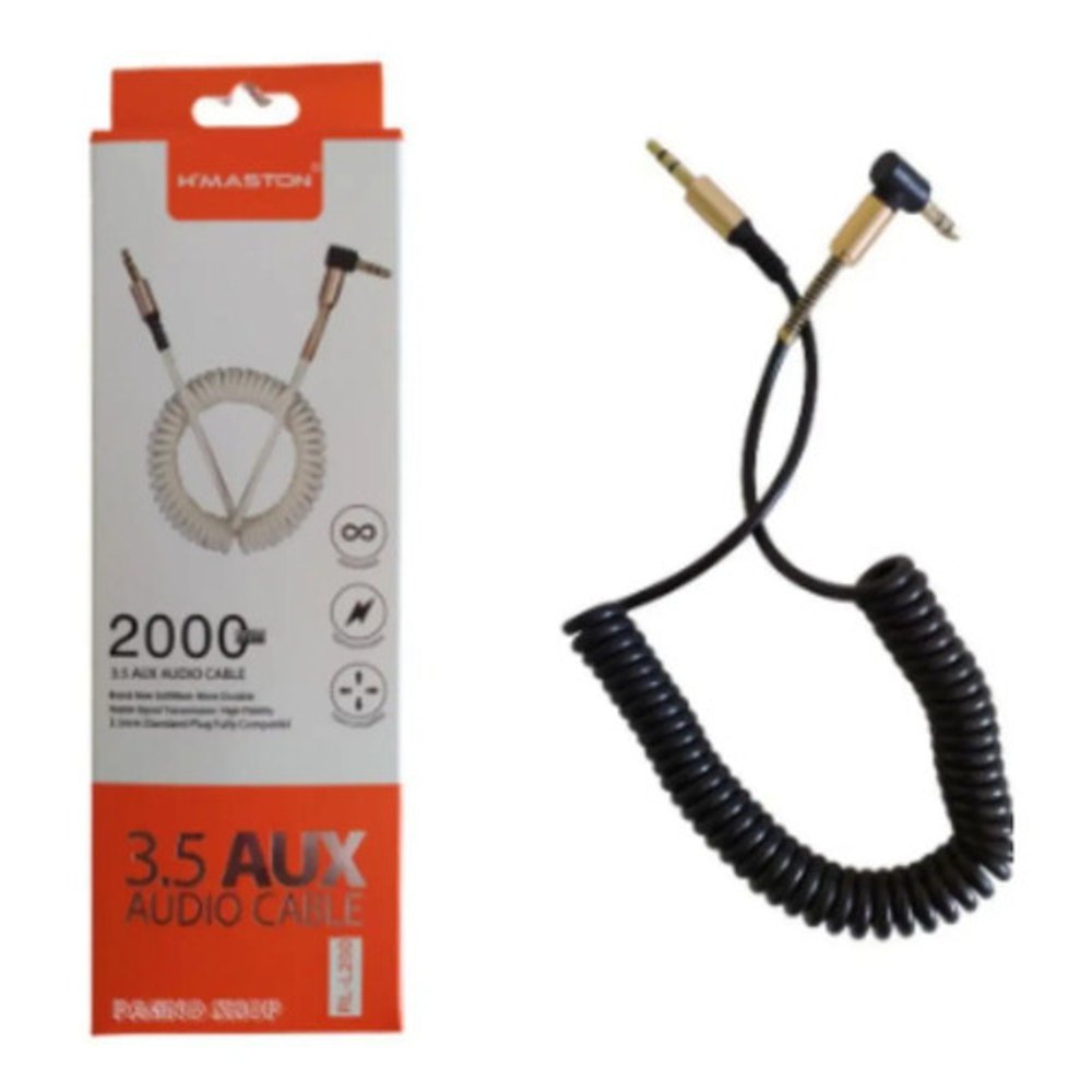 Cabo Auxiliar P2 x P2 Espiral 3.5mm para Áudio