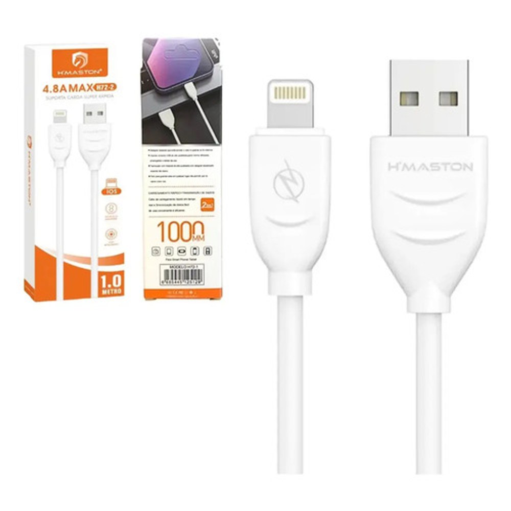 Cabo USB Lightning Hmaston 4.8A 1m Carregamento Rápido