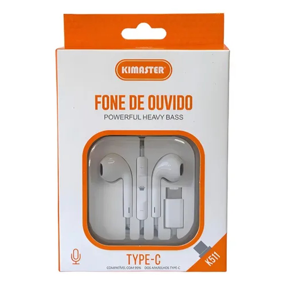 Fone Auricular Usb-c Com Microfone Resistente Branco