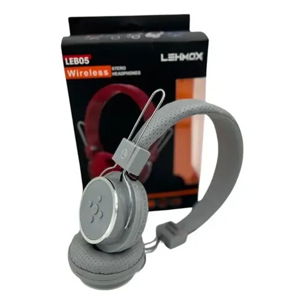 Fone de Ouvido Headphone Bluetooth Lehmox LEB-05 com Rádio FM e Entrada P2 - Cinza
