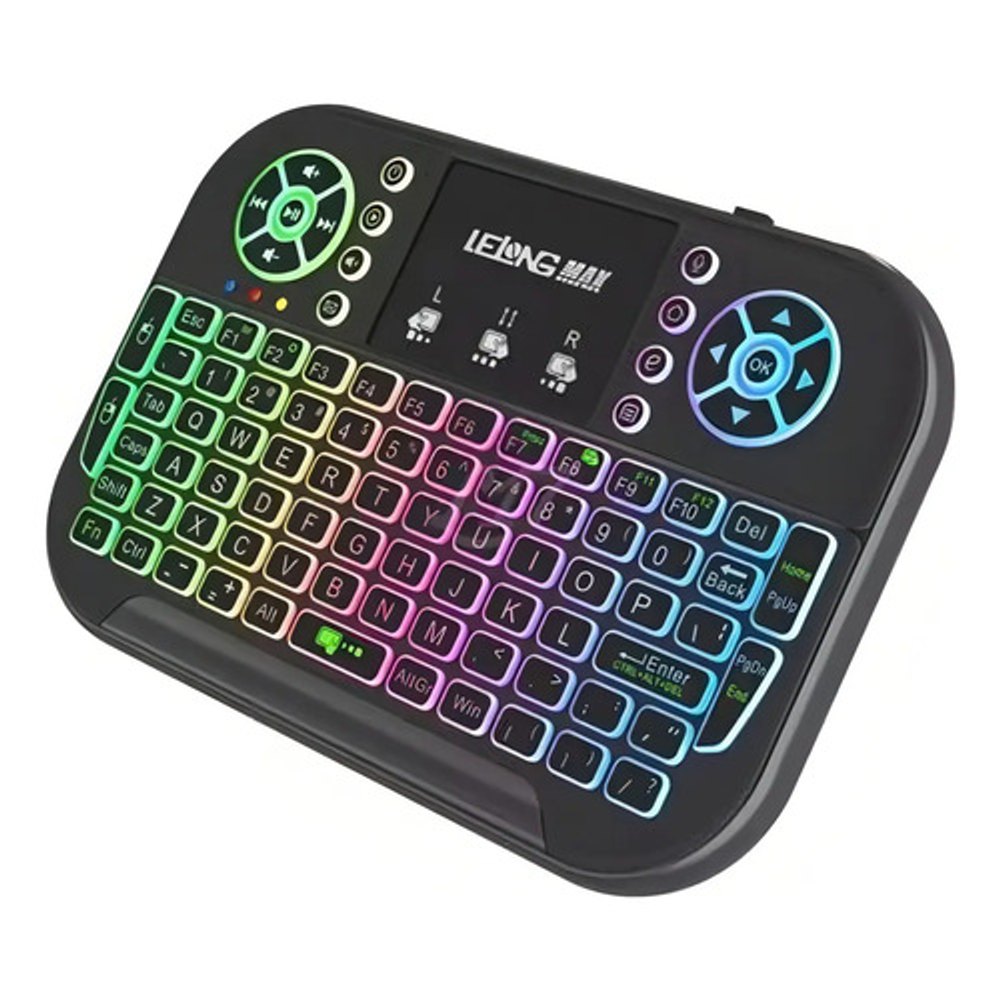 Mini Teclado Sem Fio Lelong LE-7704 com Touchpad e Retroiluminação - Smart TV e TV Box
