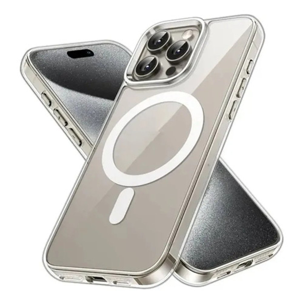 Capa Magnetica Turbo iPhone 14 Pro Transparente Borda Cinza