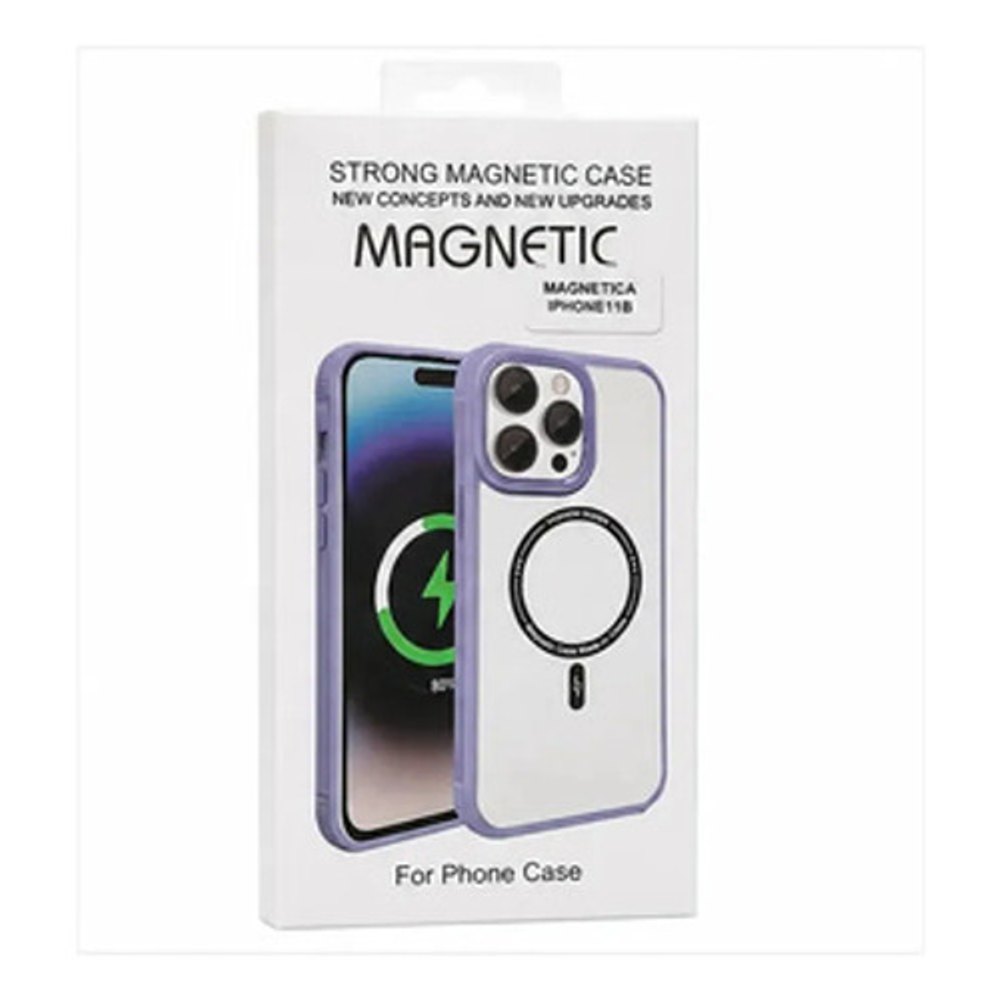 Capa Magnética iPhone 11 Transparente Borda Roxo Escuro