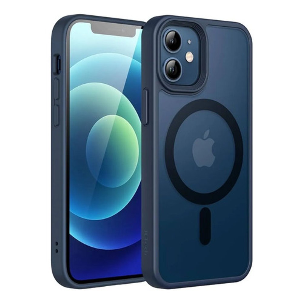 Capa Magnetica Turbo iPhone 12 Transparente Borda Azul