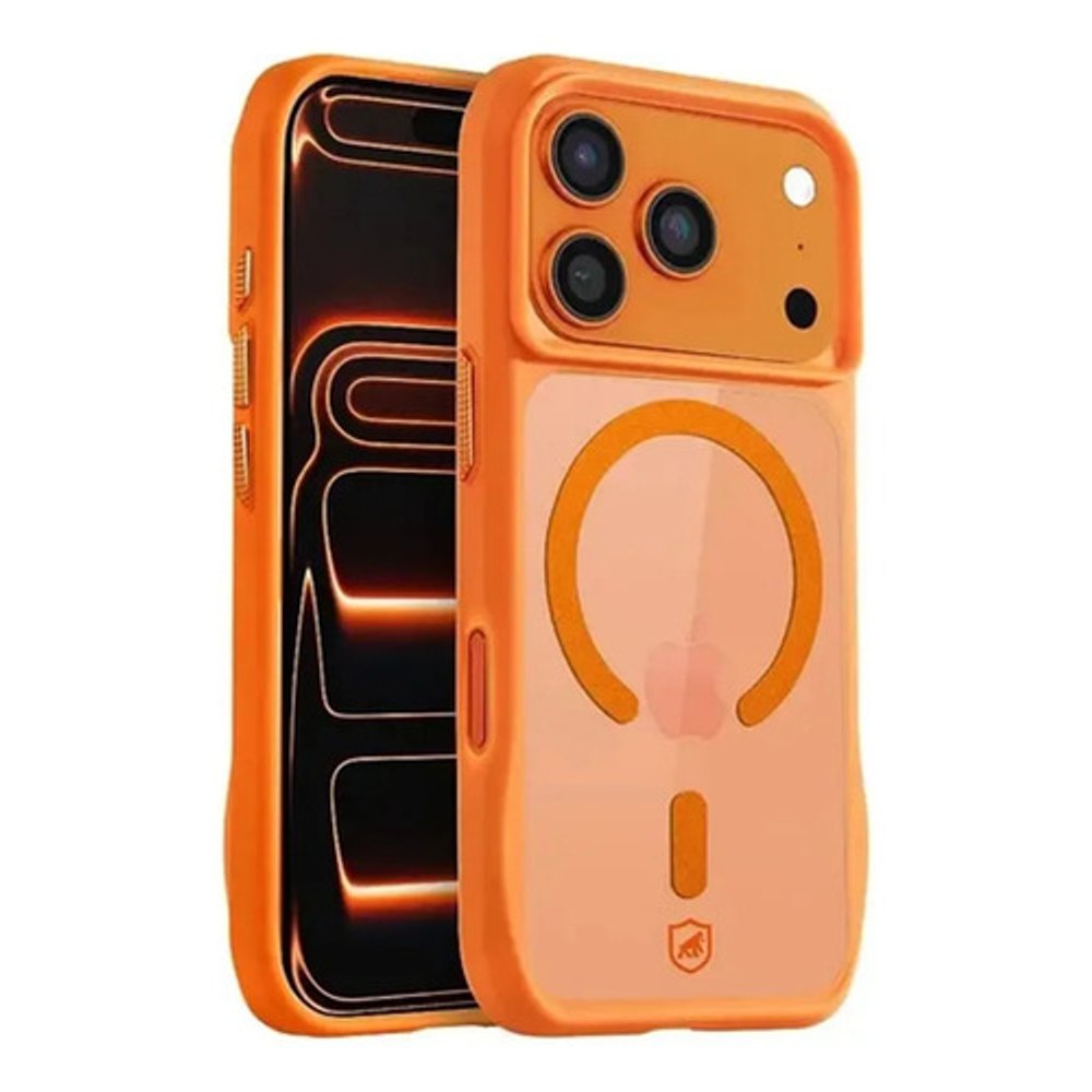 Capa Magnetica Turbo iPhone 12 Transparente Borda Laranja