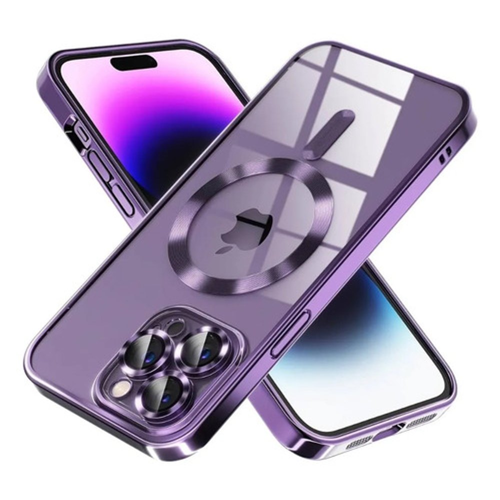 Capa Magnetica Turbo iPhone 12 Pro Transparente Borda Roxo