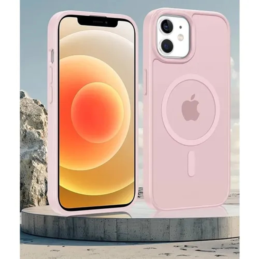 Capa Magnetica Turbo iPhone 12 Pro Transparente Borda Rosa