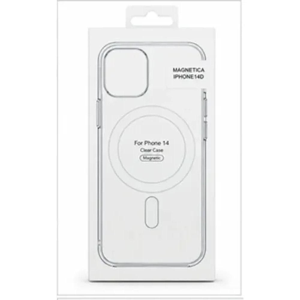 Capa Magnetica iPhone 14 Transparente com Borda Branca