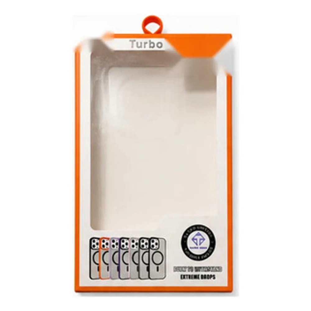 Capa Magnética Turbo iPhone 14 Pro Transparente Borda Laranja