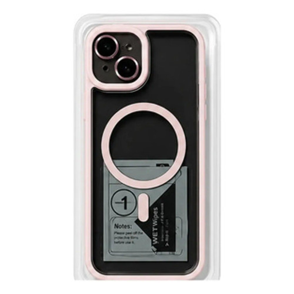 Capa Magnética Turbo iPhone 15 Transparente Borda Rosa