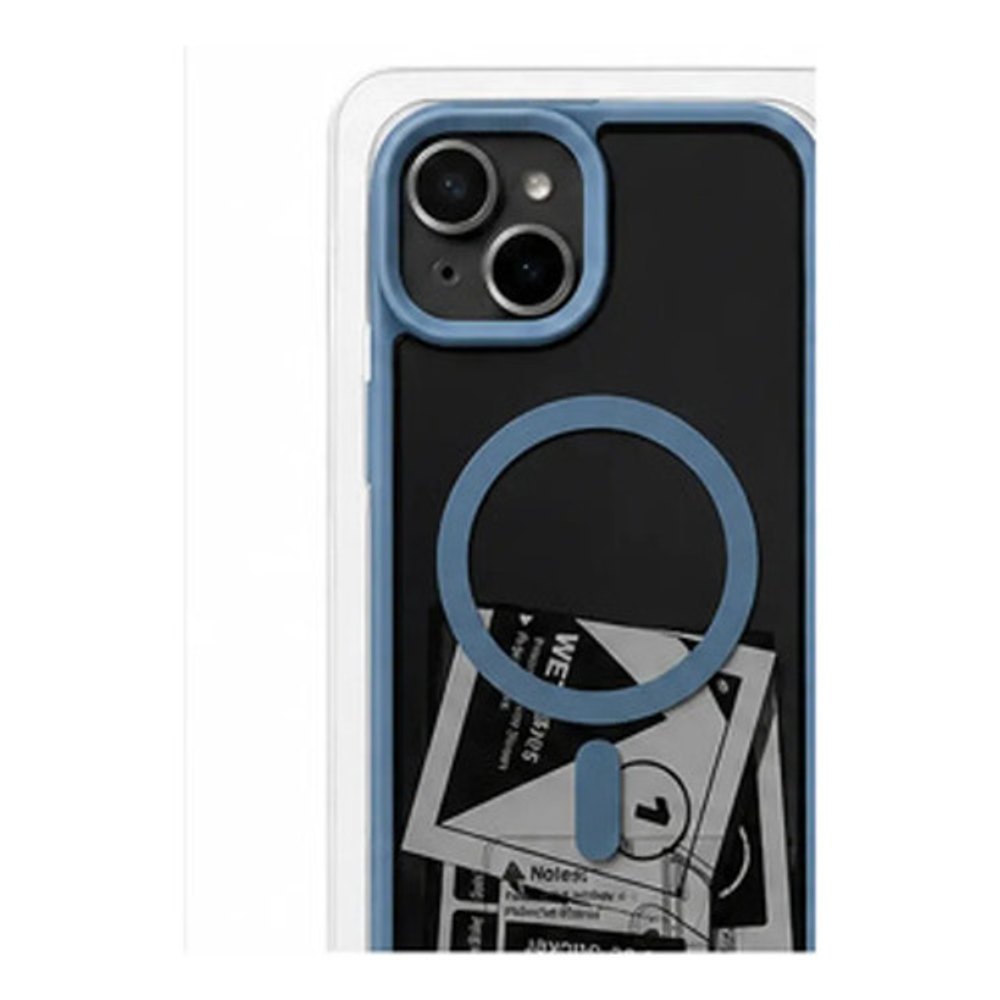 Capa Magnética Turbo iPhone 15 Transparente Borda Cinza
