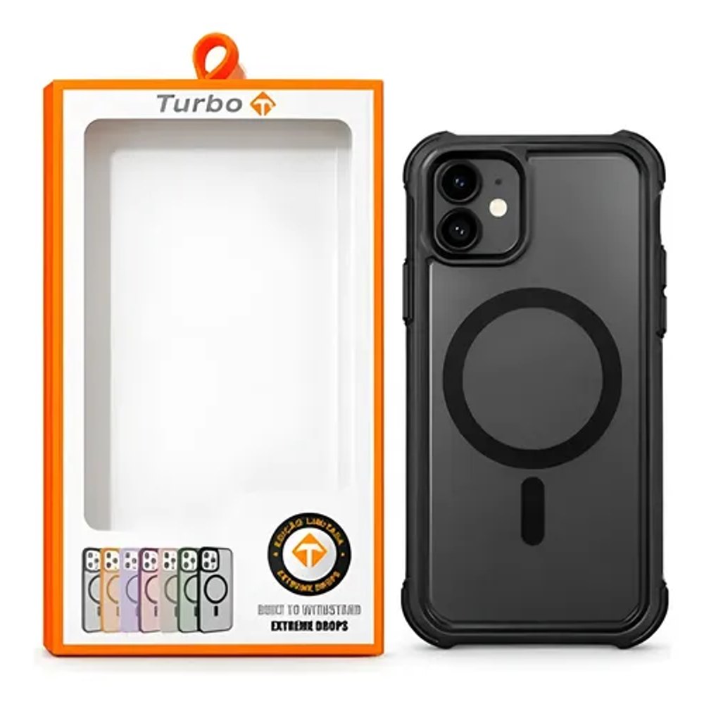 Capa Magnetica Turbo iPhone 11 Transparente Borda Preto