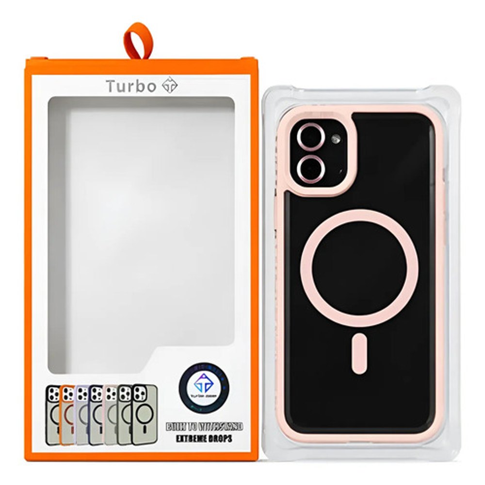 Capa Magnetica Turbo iPhone 11 Transparente Borda Rosa