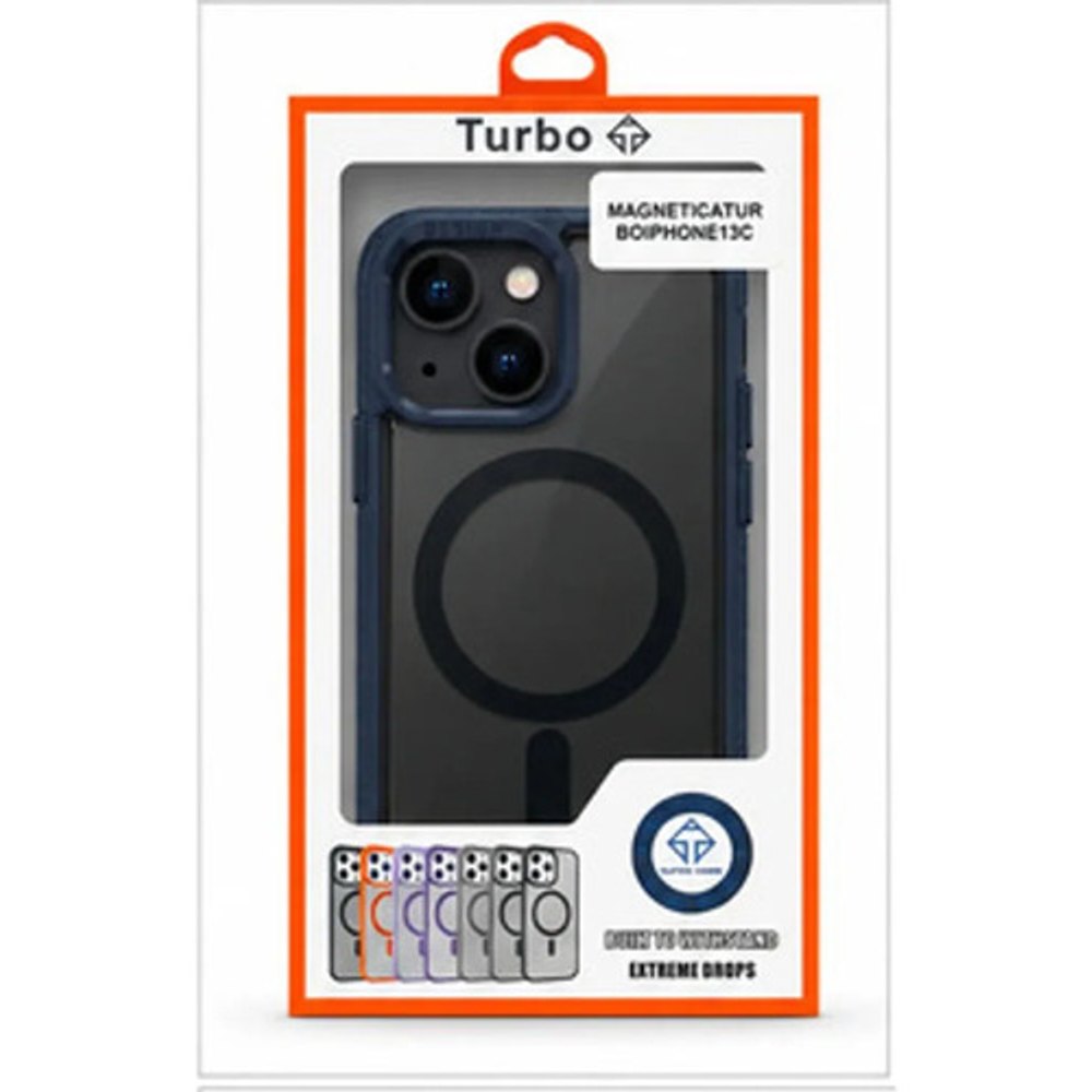 Capa Magnetica Turbo iPhone 13 Transparente Borda Preto