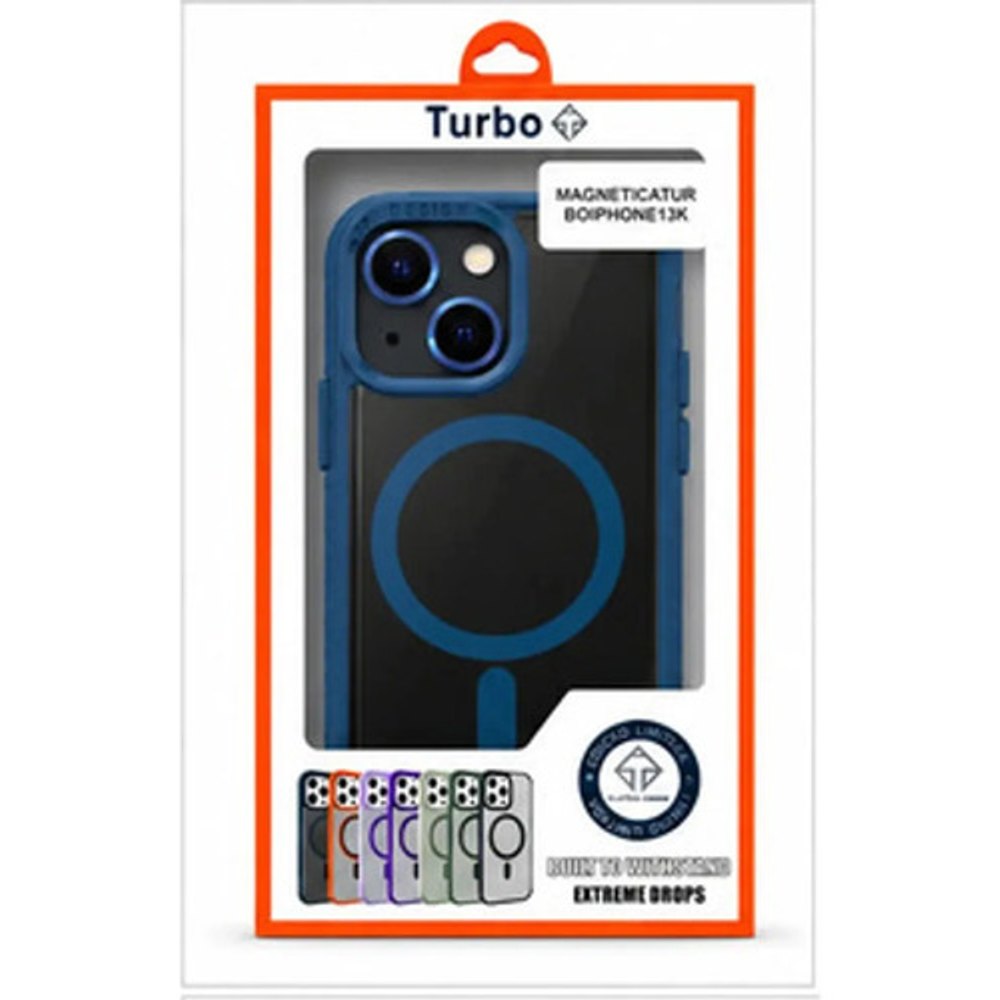 Capa Magnetica Turbo iPhone 13 Transparente Borda Cinza