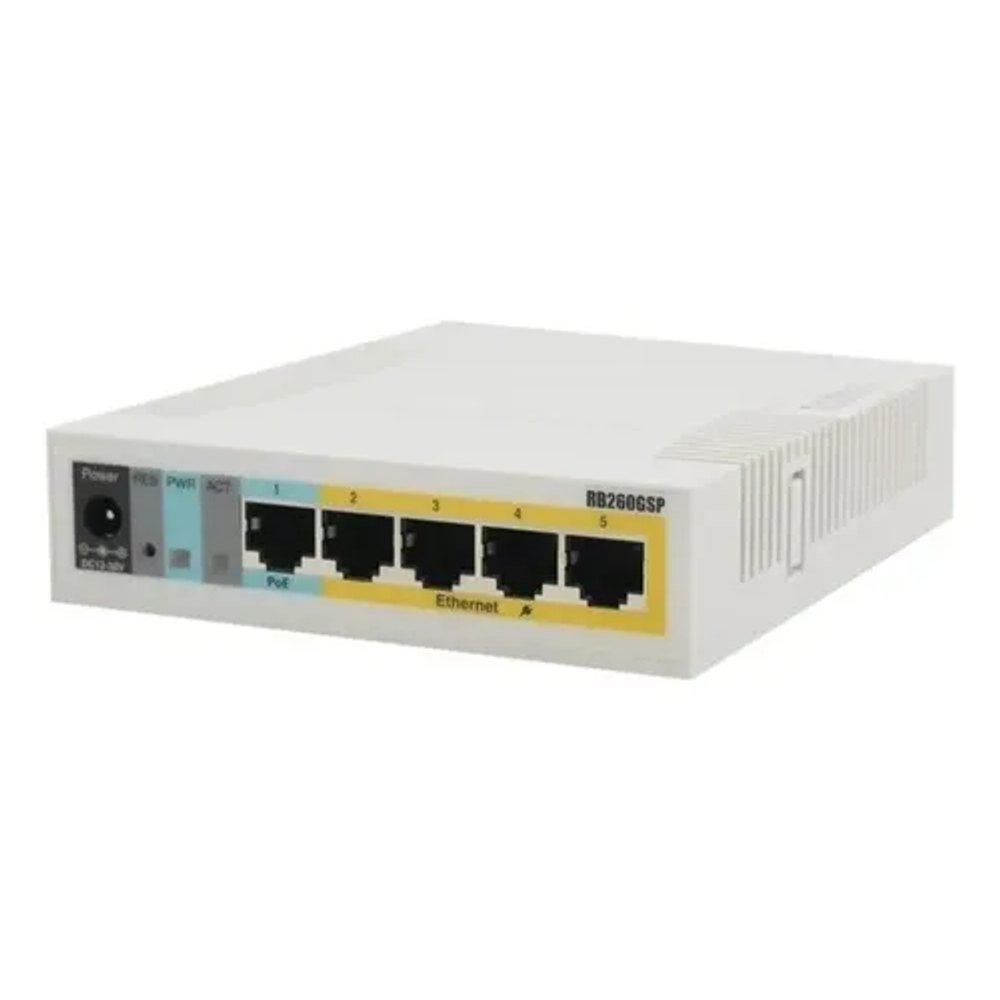 Switch MikroTik RB260GSP 5 Portas Gigabit PoE com SFP (CSS106-1G-4P-1S)
