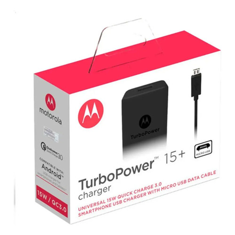 Carregador de Parede Motorola TurboPower 15W QC3.0 com Cabo Micro USB