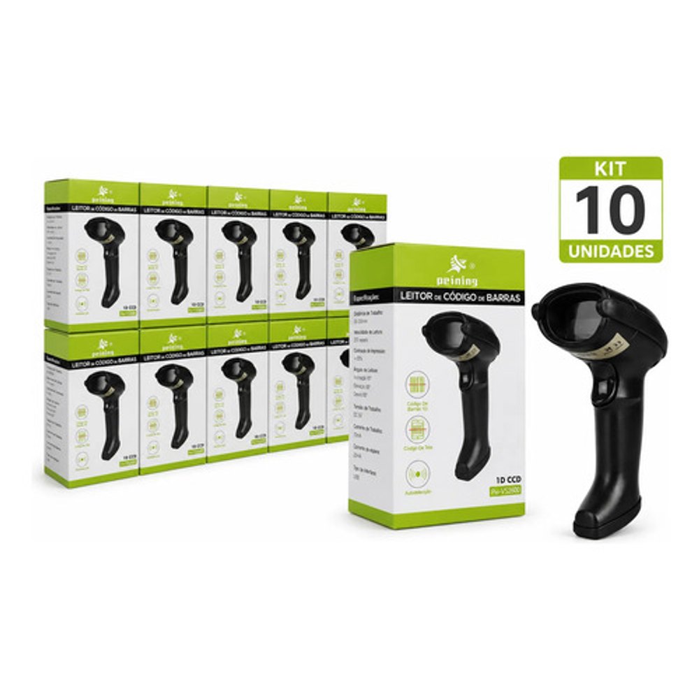 Leitor de Código de Barras Peining VS-2600 CCD - Kit 10 Unidades