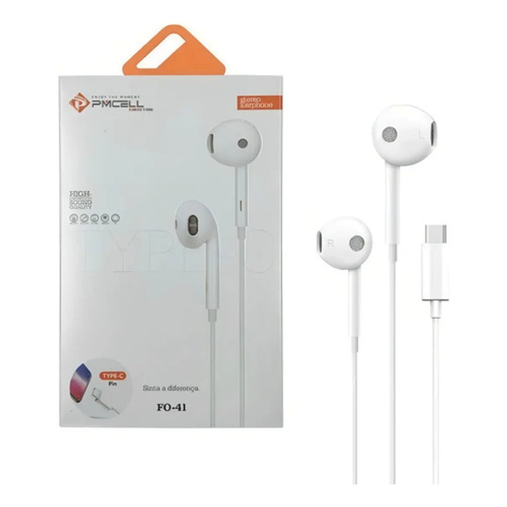 Fone de Ouvido USB-C com Cabo 1,2m FO41 Branco