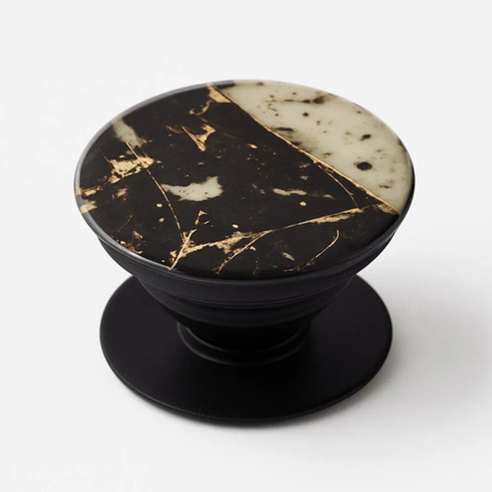 Pop Socket Mármore Preto Suporte Celular Retrátil