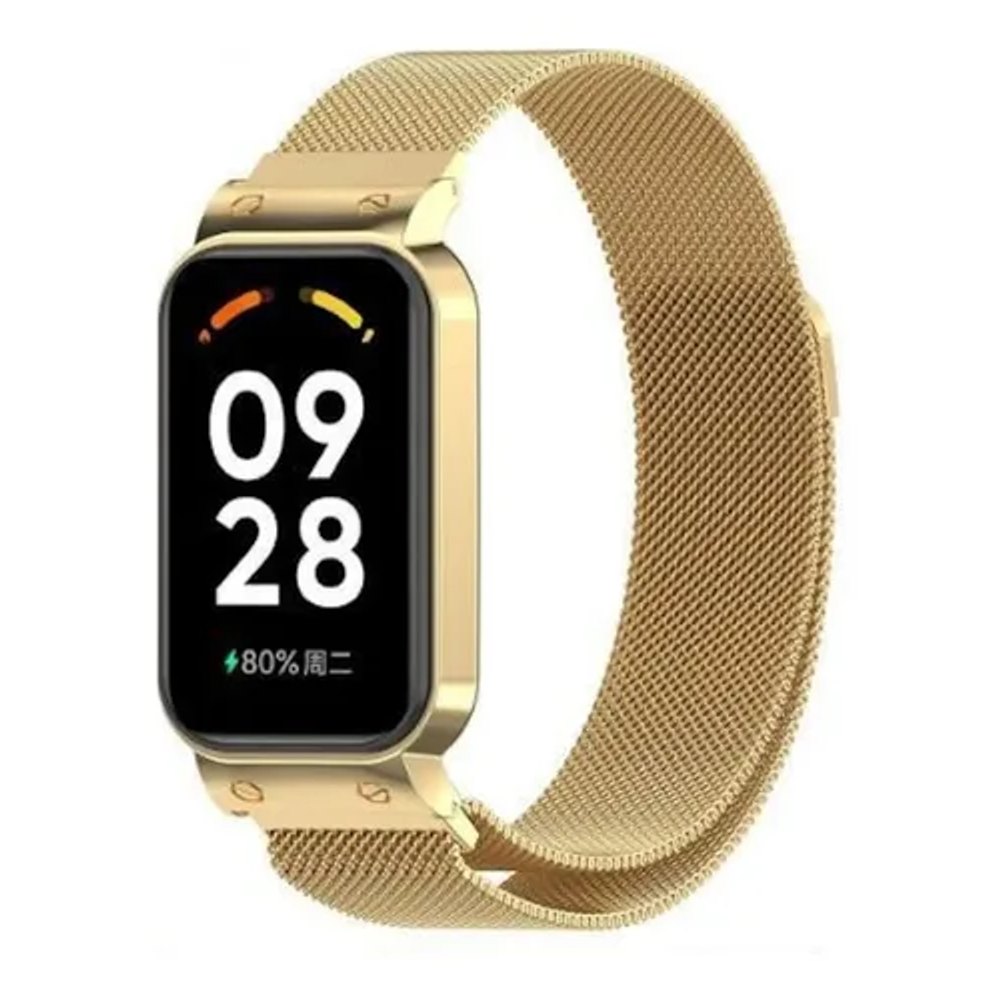 Pulseira Xiaomi Mi Band 5 Metalica Estilo Milanese Dourado