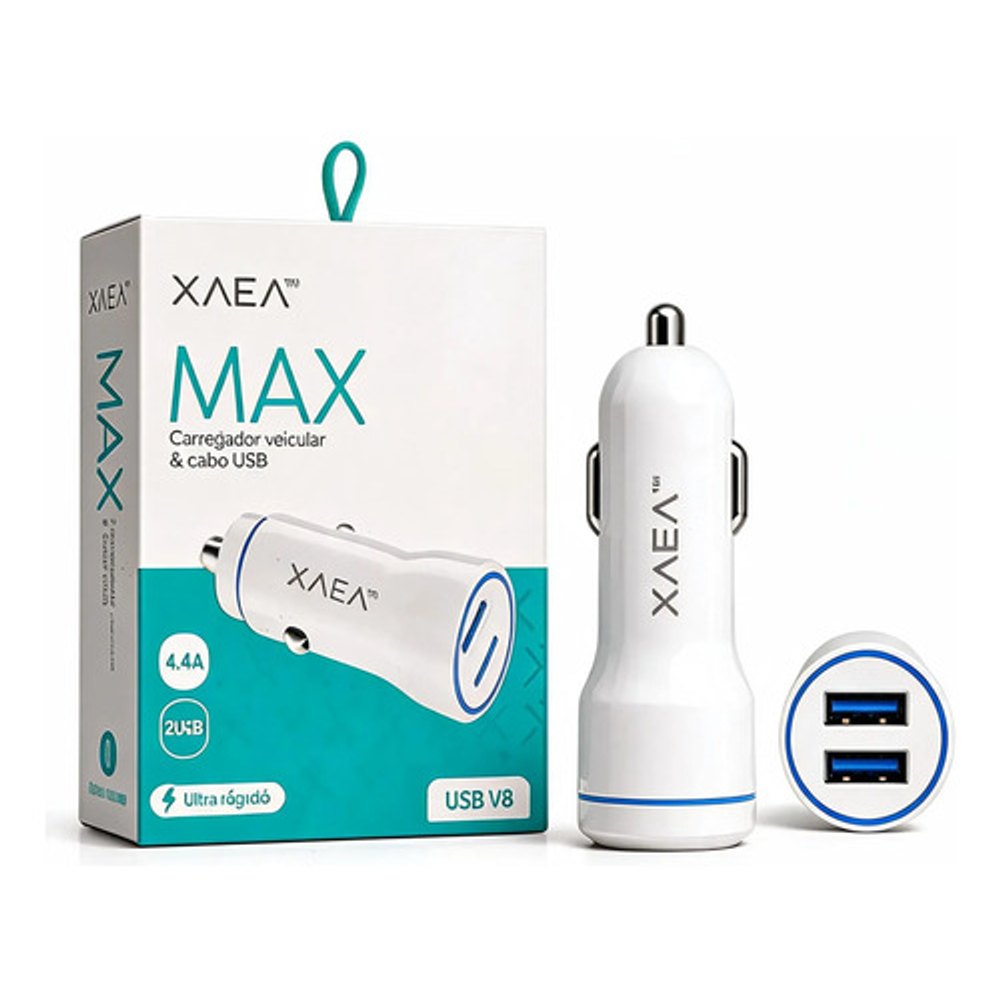Carregador Veicular Xaea Max 4.4A ModX-B01 Branco